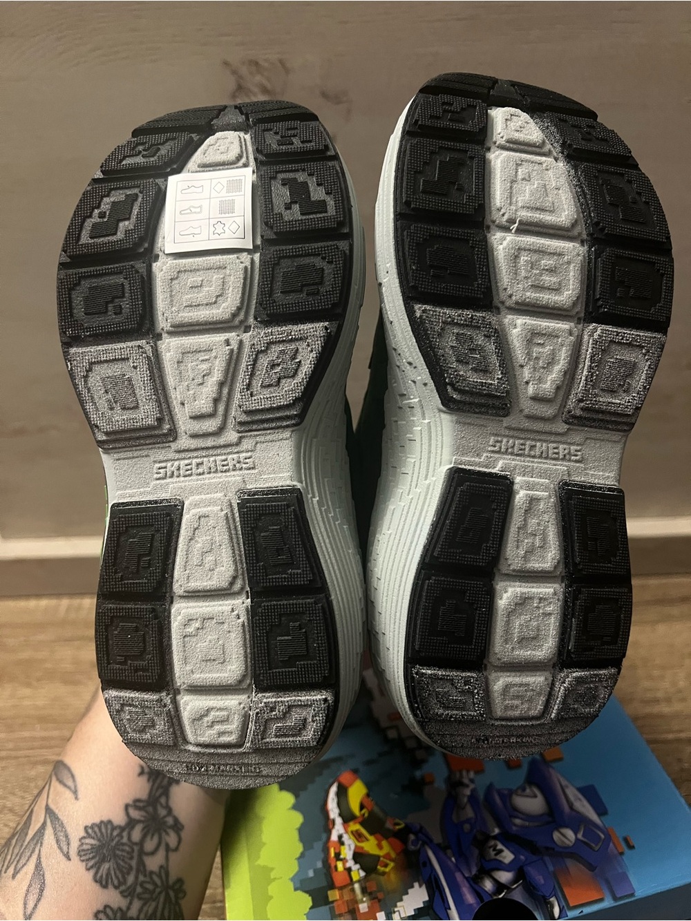 Skechers Kids Mega-Craft Black and Green Pixel-Style Sneaker - Picture 6 of 8